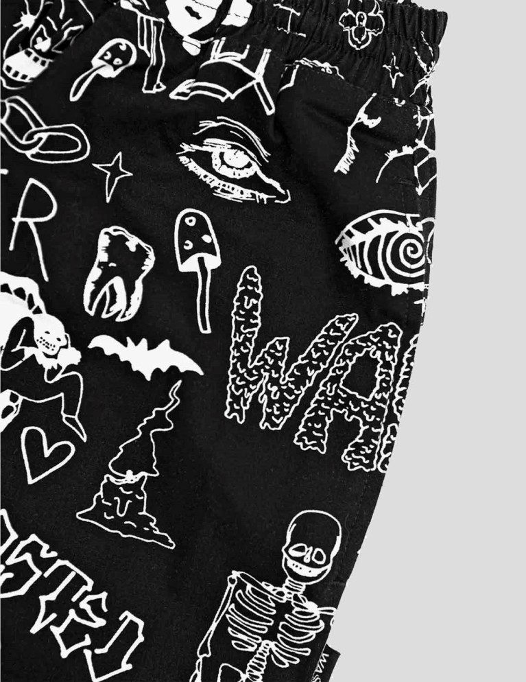 Pantalon WASTED PARIS locais allover surf pants black